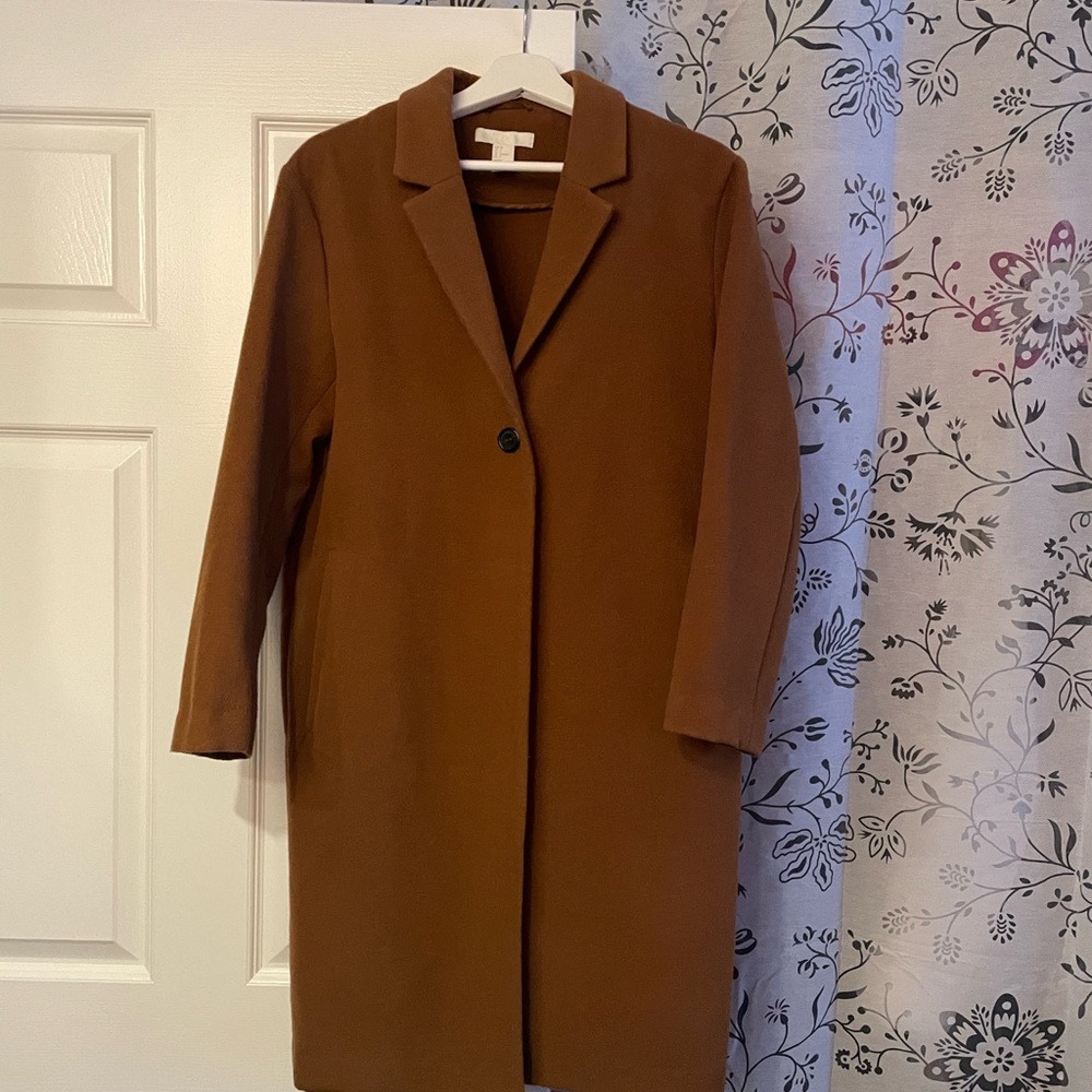 H&M one button brown caramel coat size 6